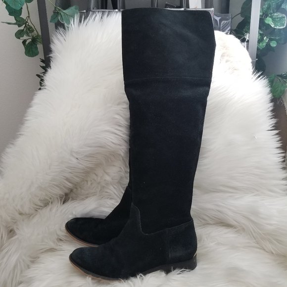 black suede pull on boots